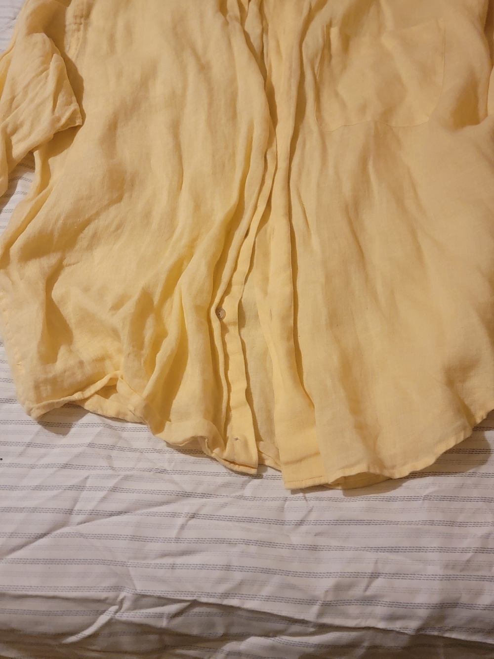 Claiborne Soft Pale Yellow  Linen-Blend Shirt